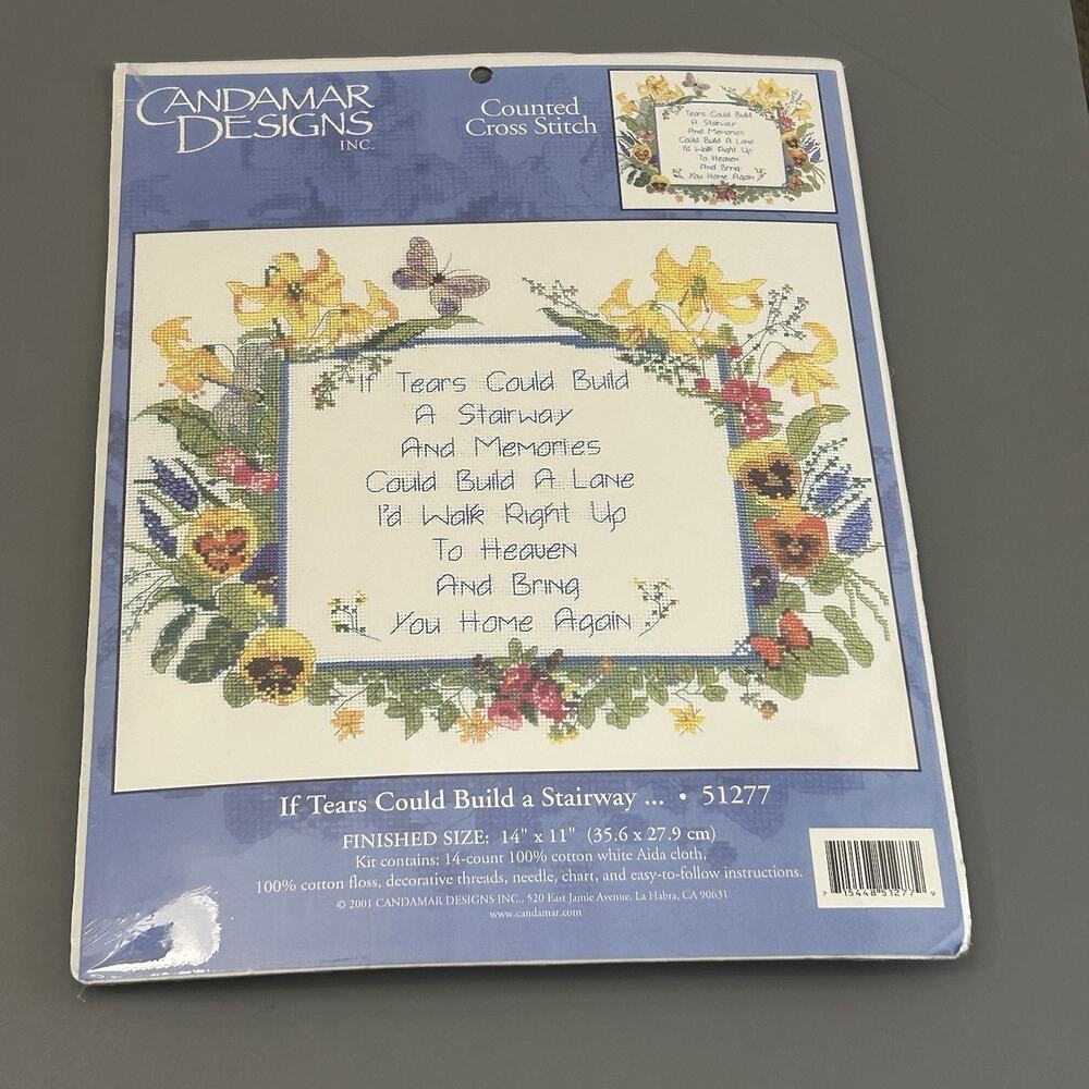 Vtg Candamar Designs Counted Cross Stitch If Tears Could Build A Stairway #51277